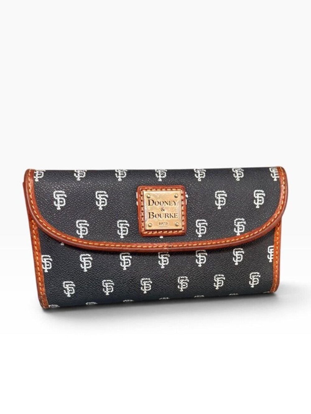 Dooney & Bourke SF Giants Wallet Black Tan Logo MLB Baseball Long San Francisco